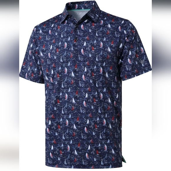 Men's Golf Polo Shirts Performance Moisture Wicking Dry Fit - Picture 1 of 7